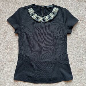 Suzy Shier black top with jewelled neckline